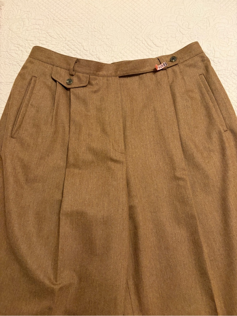 Lauren Ralph Lauren  Women’s  100% Worsted Wool Pleated Cuffed Pants Brown Sz 16